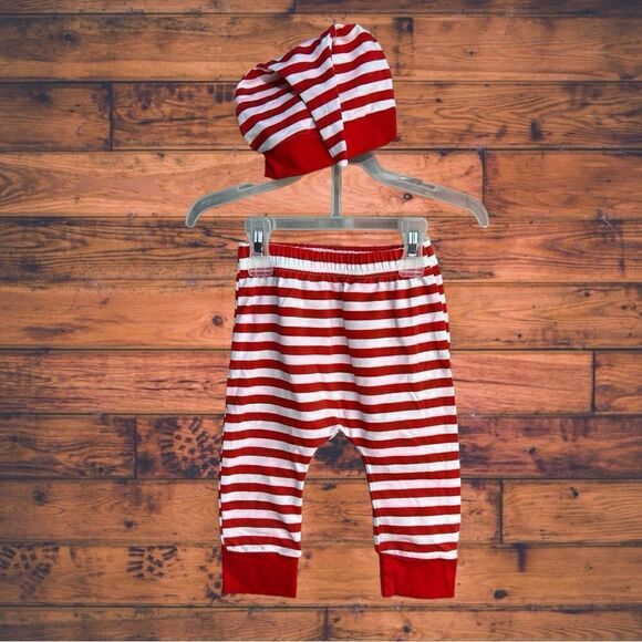 5 for $25🔥Red & White Striped Pants & Matching Hat Size 70 (6 Months) - Picture 1 of 5
